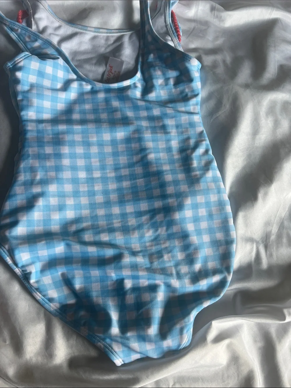 Cat & Jack Blue Gingham Swimsuit with Pink Trim